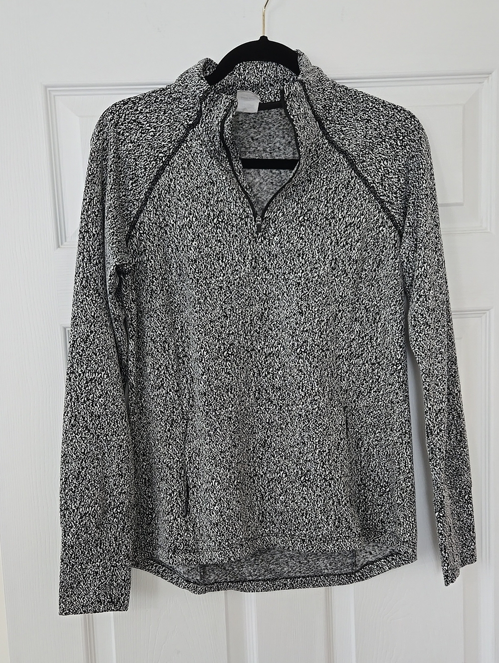 Avia Women's Black & White Quarter-Zip Pullover Athletic Top